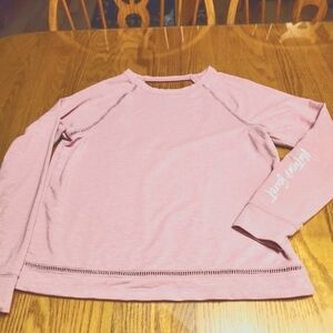 Comfort in this pastel pink uniquely accented top!  (Buy 3 colors for $30)